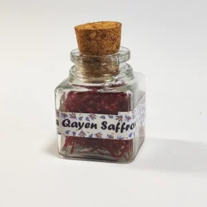 Saffron in glass bottle